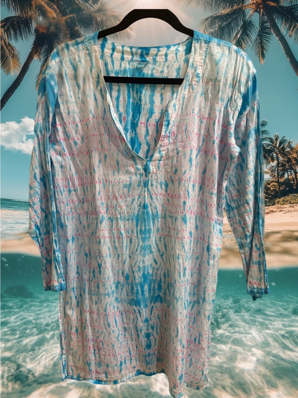 Women’s Blue & Pink Tie-Dye Swim Cover-Up Tunic